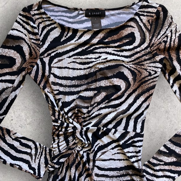 B Smart Zebra Print Dress Women Size 4 - Picture 3 of 11